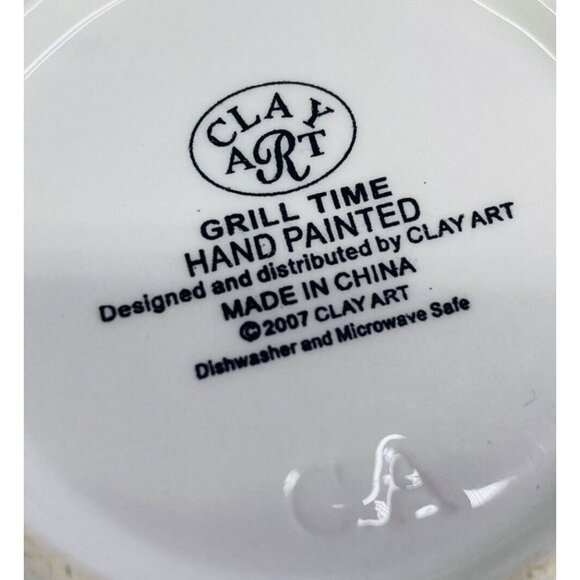 Clay Art GRILL TIME Hand Painted Summer Fun  3 Section Ceramic Condiment Server - Picture 9 of 16